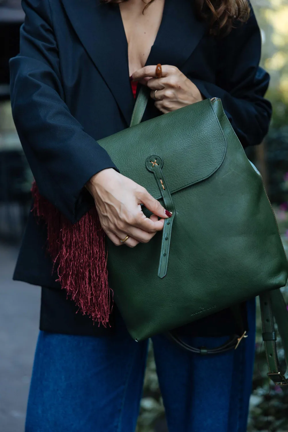 Aigin Milano Backpack zaino naturale pieno fiore ottone