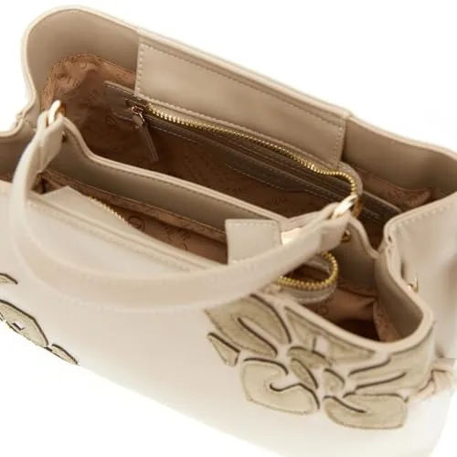 CafèNoir Borsa Mano Effetto Pelle Fiori Kaki