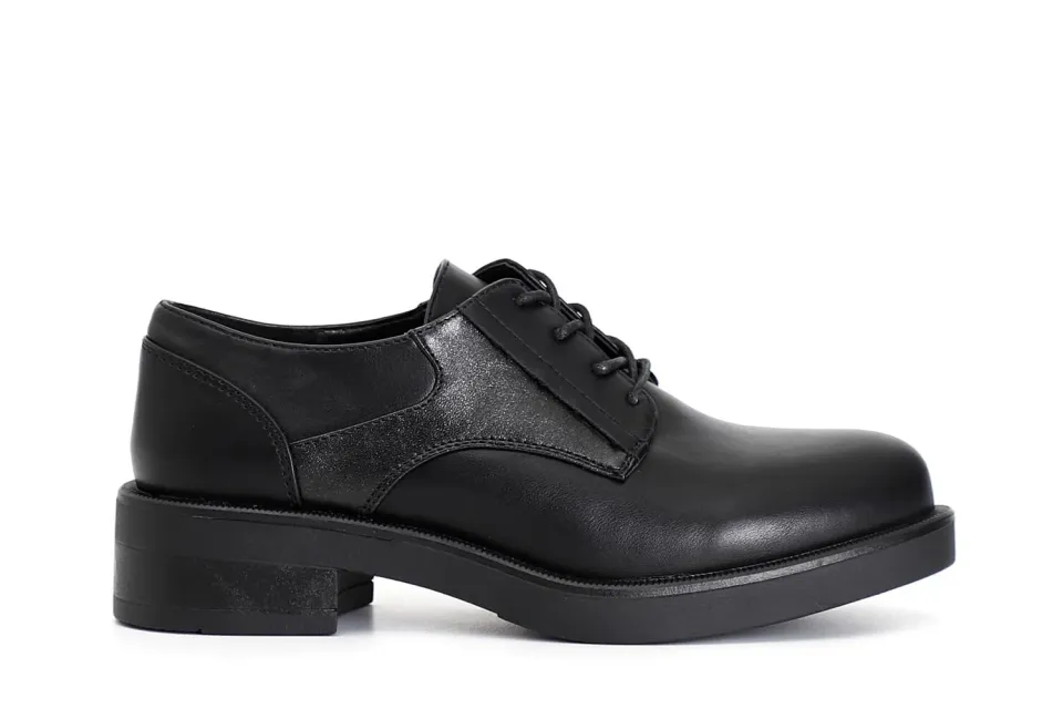 CafèNoir derby donna nero similpelle allacciate