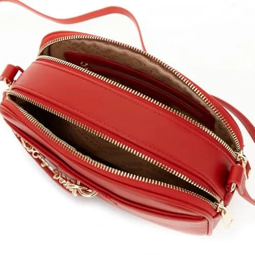 CafèNoir Camera Bag Effetto Pelle Borsa Rossa