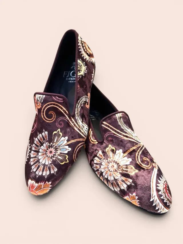 Figus Sleeper Velluto Damasco scarpe marrone damascate