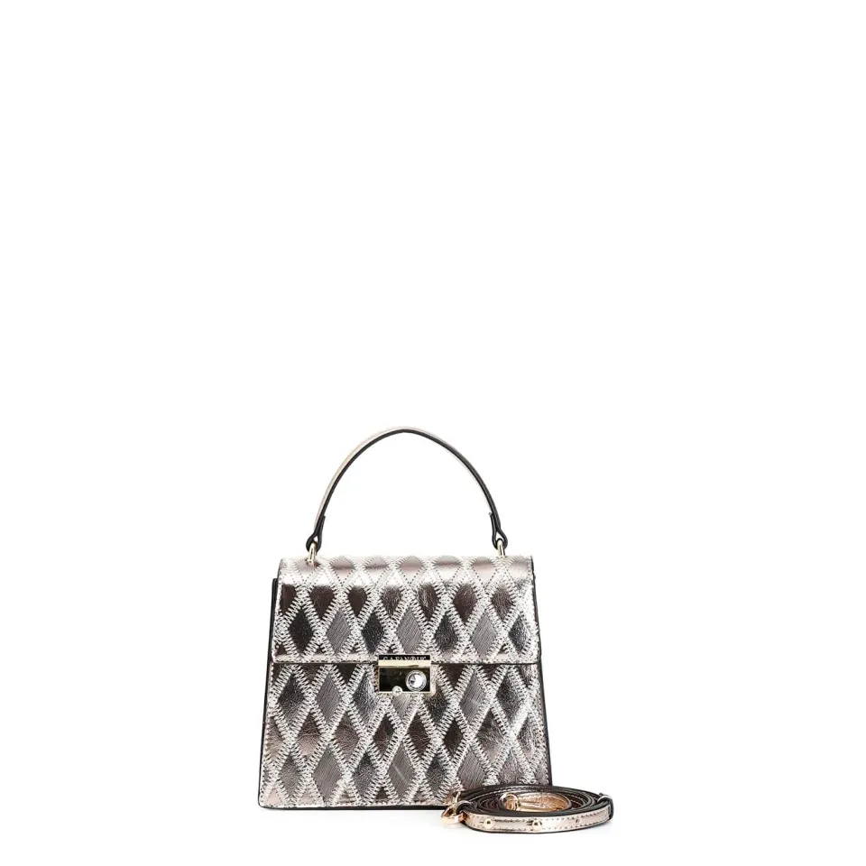 CafèNoir Minibag Platino Rombi Patchwork e Strass