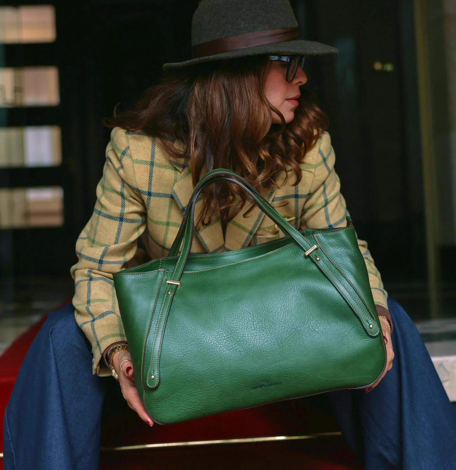 Aigin Milano Leather Everyday Bag borsa spalla blu pelle