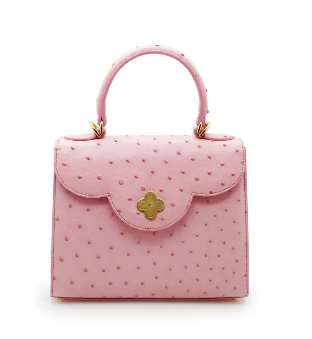 Cardinal Milano First Lady Pink Ostrich Borsa a Mano Rosa Struzzo