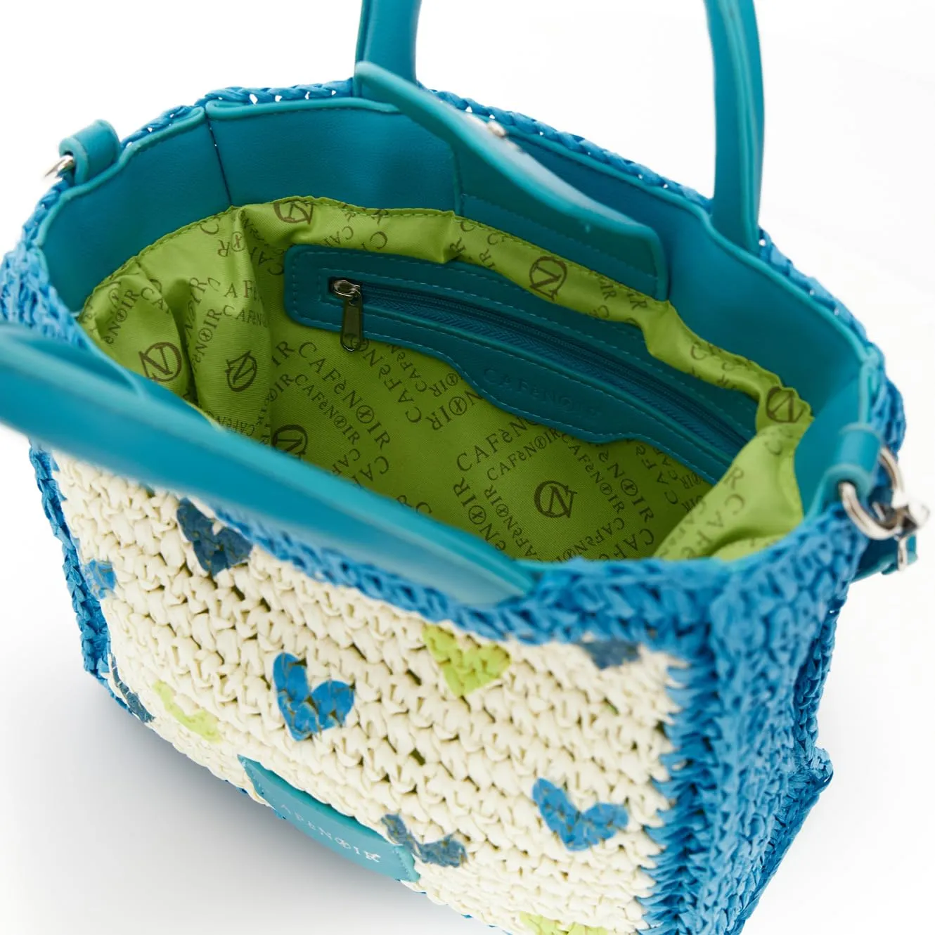 CafèNoir Borsa Rafia Crochet Turchese Donna