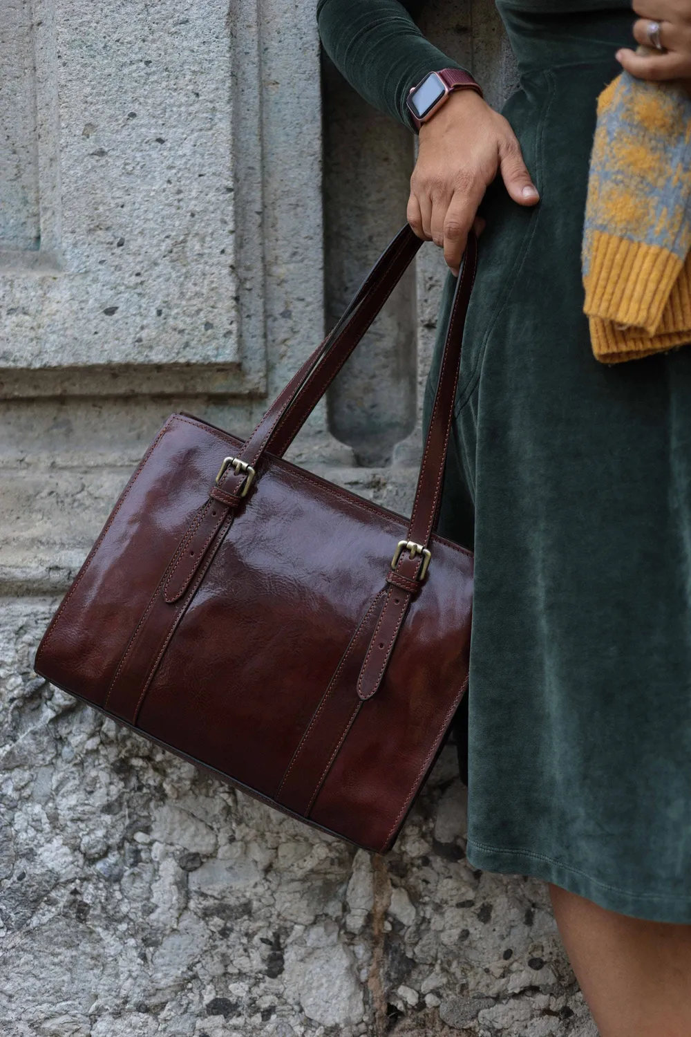 Aigin Milano Everyday Borsa in Pelle Marrone Chiaro