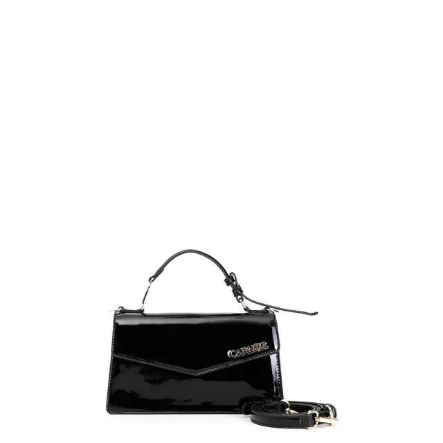 CafèNoir minibag donna vernice nera tracolla strass