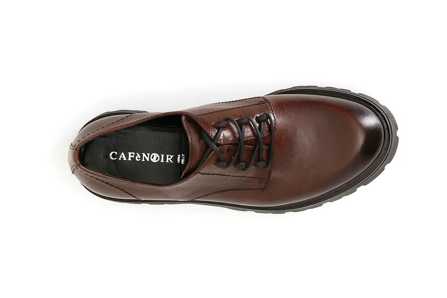 CafèNoir Derby Donna Pelle Tabacco Stringata