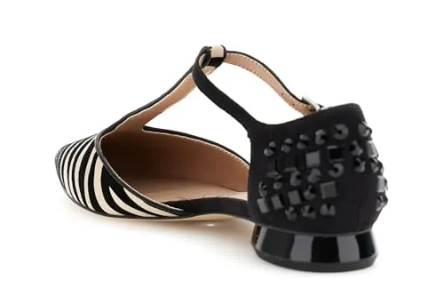 CafèNoir Ballerine Camoscio Zebra Strass Nero Beige
