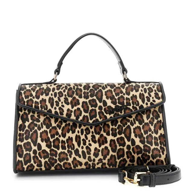 CafèNoir Borsa a Mano con Pattina Leopard Manico Imbottito