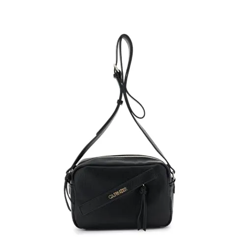 CafèNoir Tracolla Grana Grossa Borsa Nera Zip Frontale