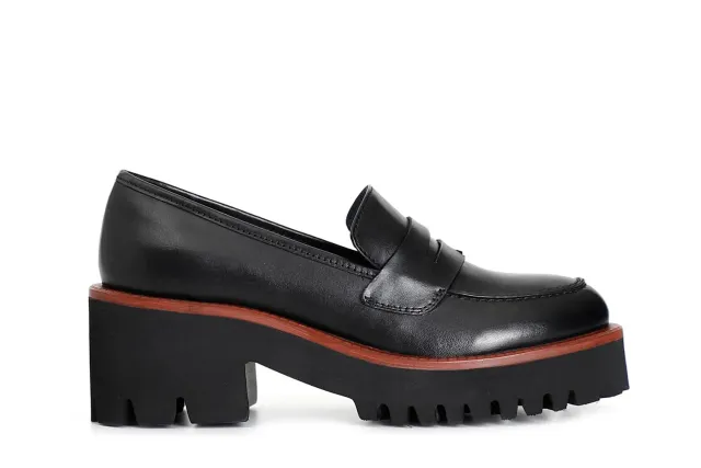 CafèNoir Mocassino Donna Pelle Nero Rosso Suola Carrarmato