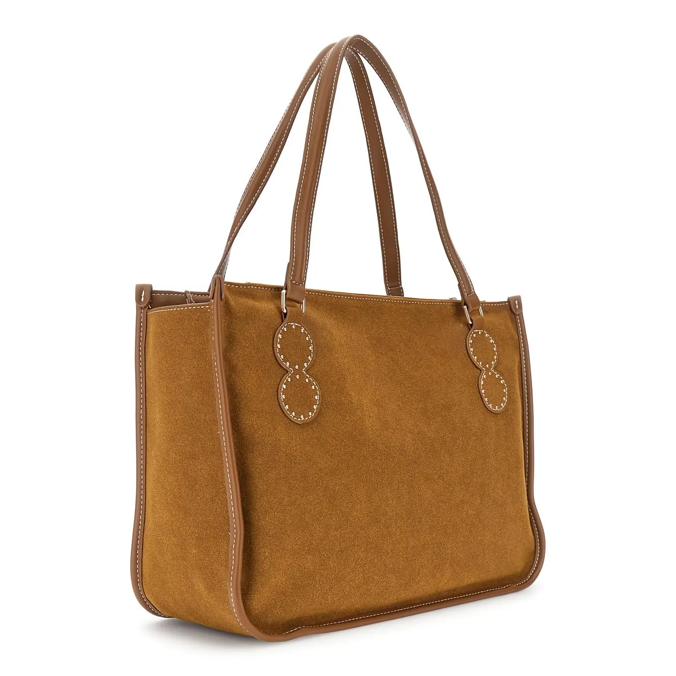 CafèNoir Shopping Camoscio borsa marrone borchie