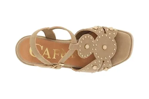 CafèNoir Borchie Cabochon Sandali Zeppa Sabbia Camoscio 38 EU
