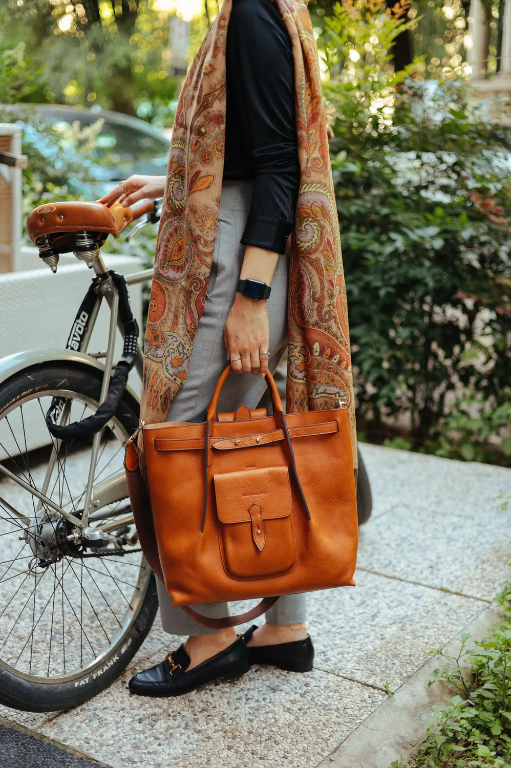Aigin Milano Tote Bag borsa tote nera tracolla inclusa