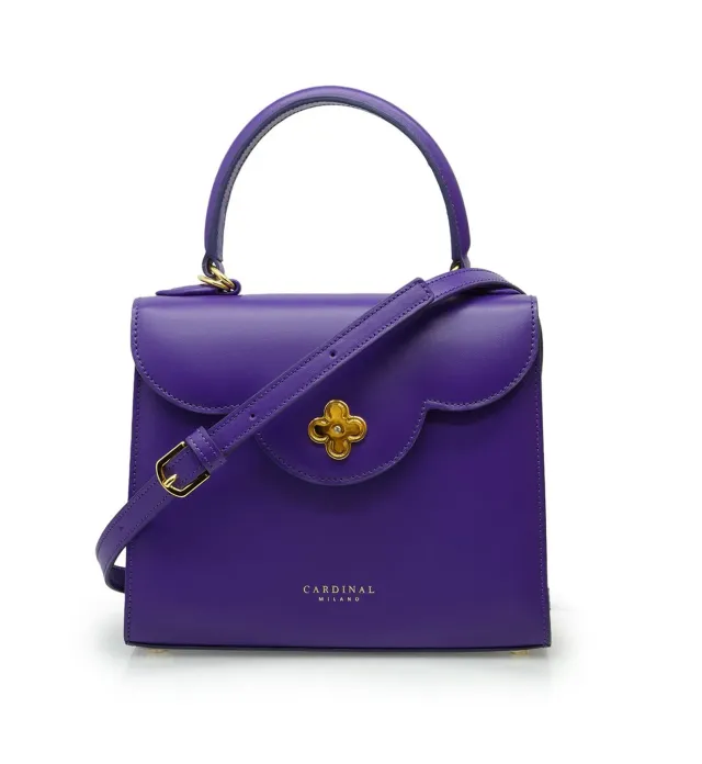 Cardinal Milano First Lady borsa pelle viola liscia