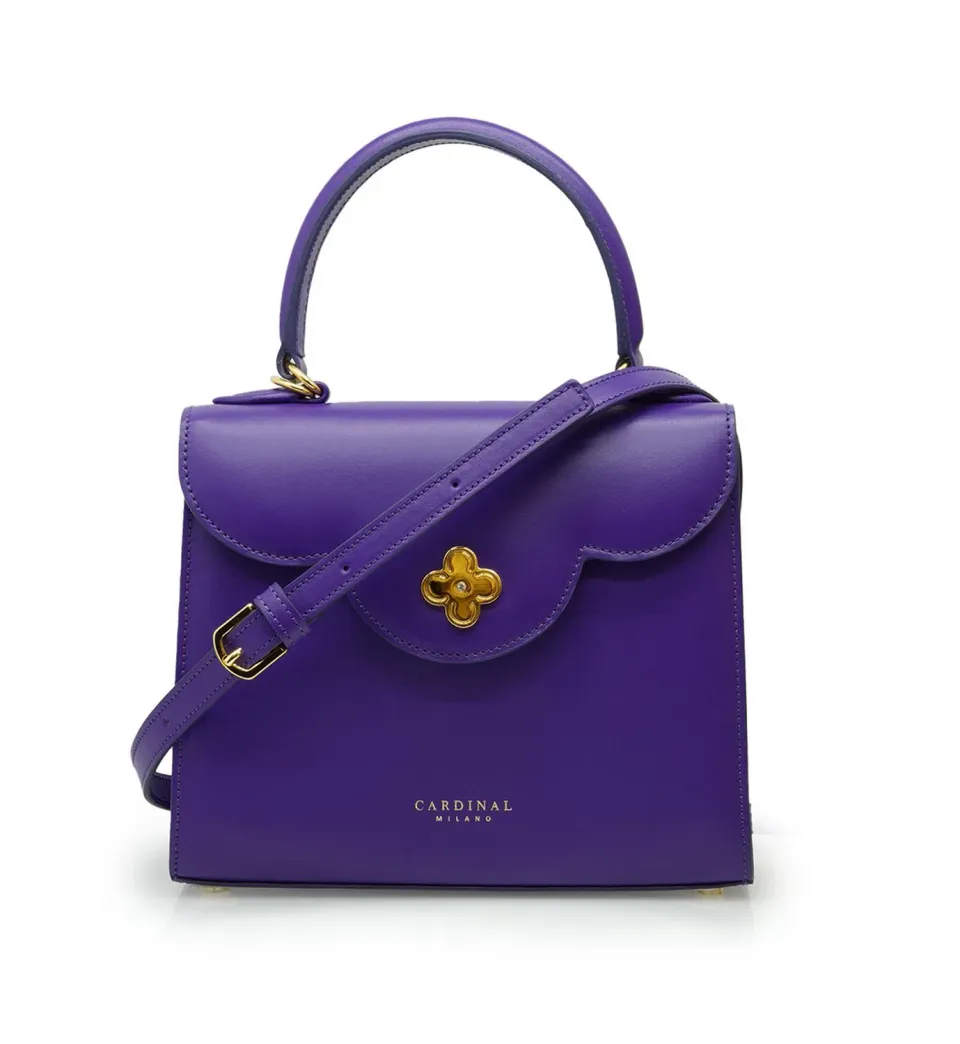 Cardinal Milano First Lady borsa pelle viola liscia