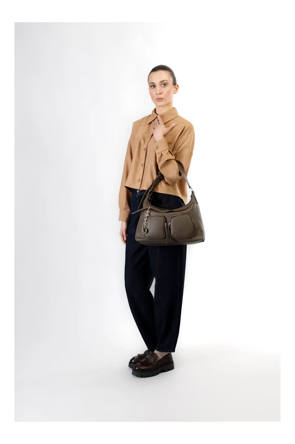 CafèNoir Sacca Tasche Borsa Fango Charm Metallo