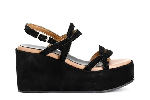 CafèNoir Sandali Zeppa Scamosciata Neri 39 Zeppa 9,5 cm