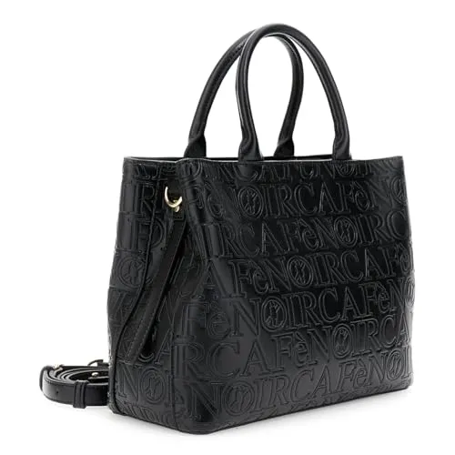 CafèNoir Borsa Nera Effetto Pelle Logo All Over Zip