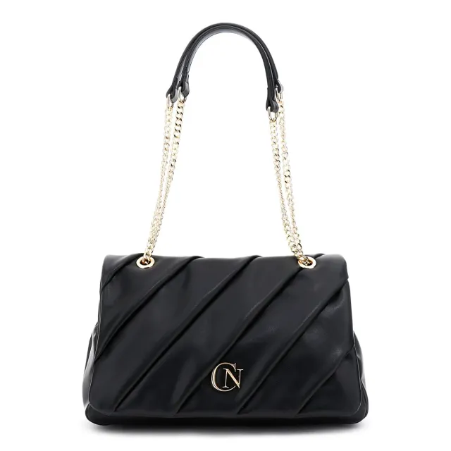 CafèNoir Borsa Spalla Nera Plissé Catena Pattina