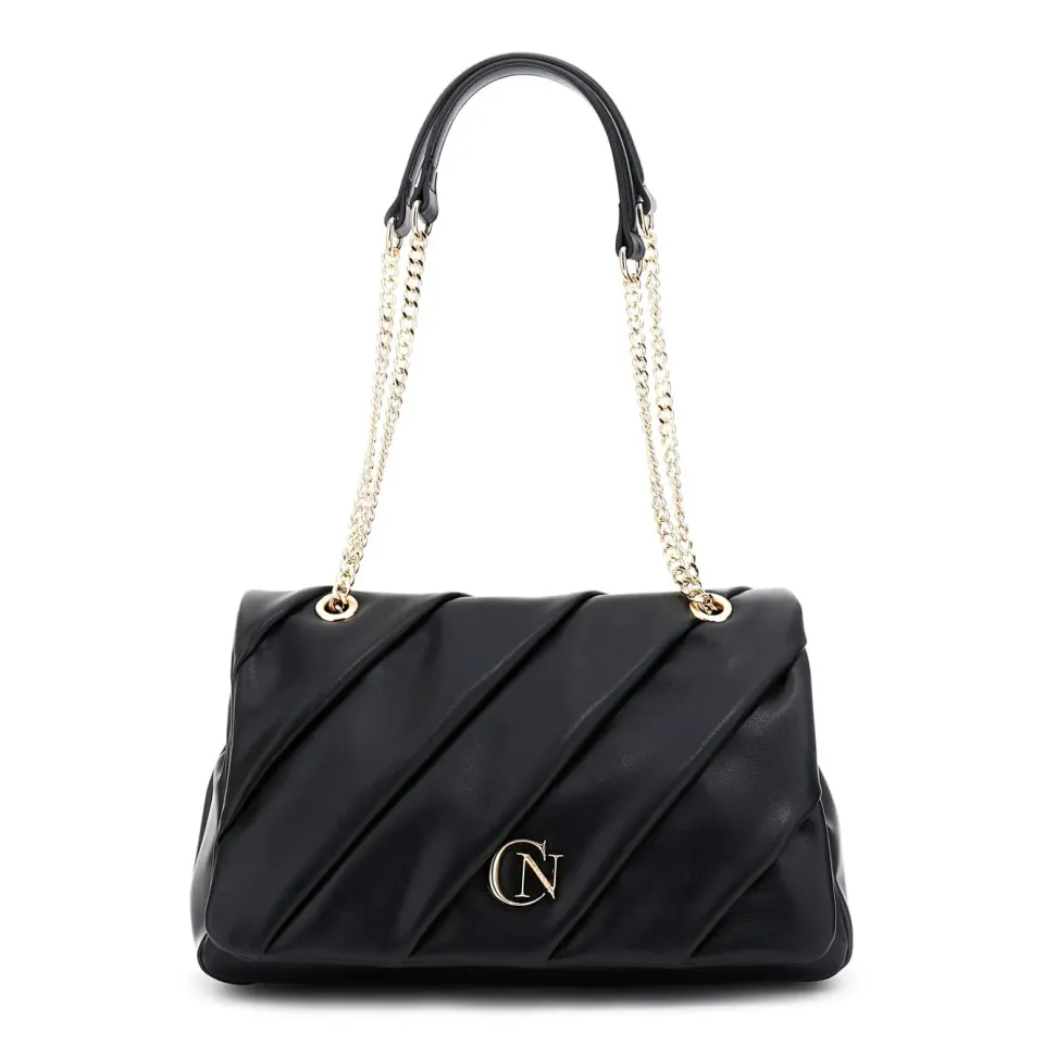 CafèNoir Borsa Spalla Nera Plissé Catena Pattina
