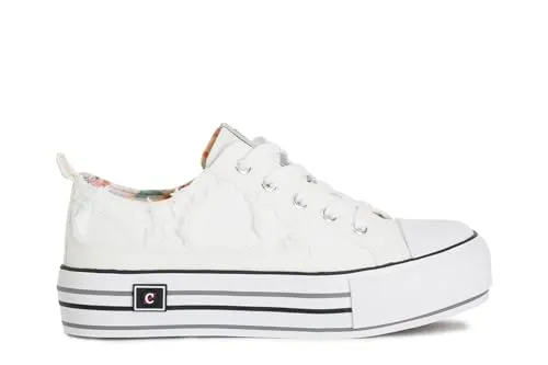 CafèNoir Sneakers Denim Sfrangiato Lacci Suola 4 cm