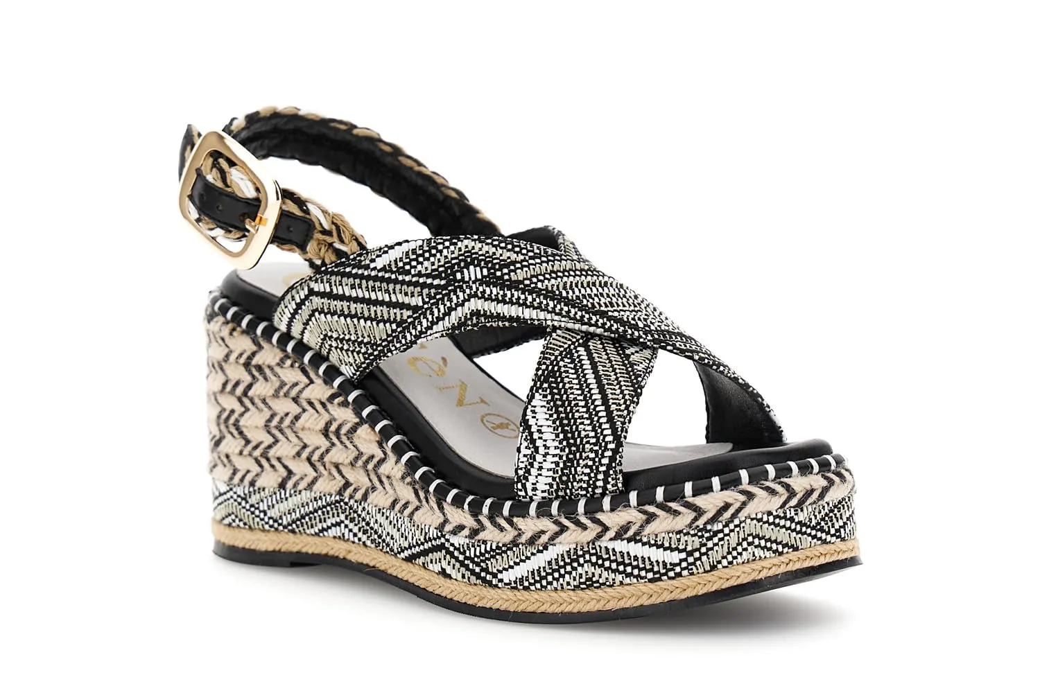 CafèNoir Sandali Incrocio Tessuto Zeppa Fasciata Donna