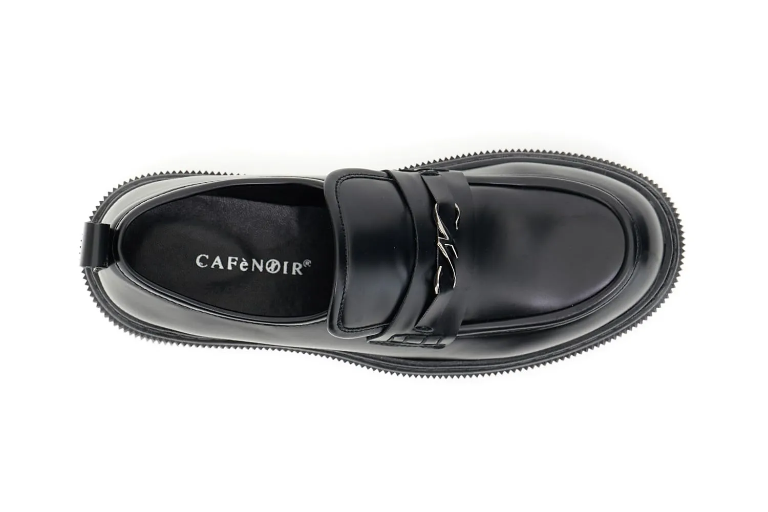CafèNoir Mocassini Donna Neri Abrasivati Accessorio Suola 4 cm