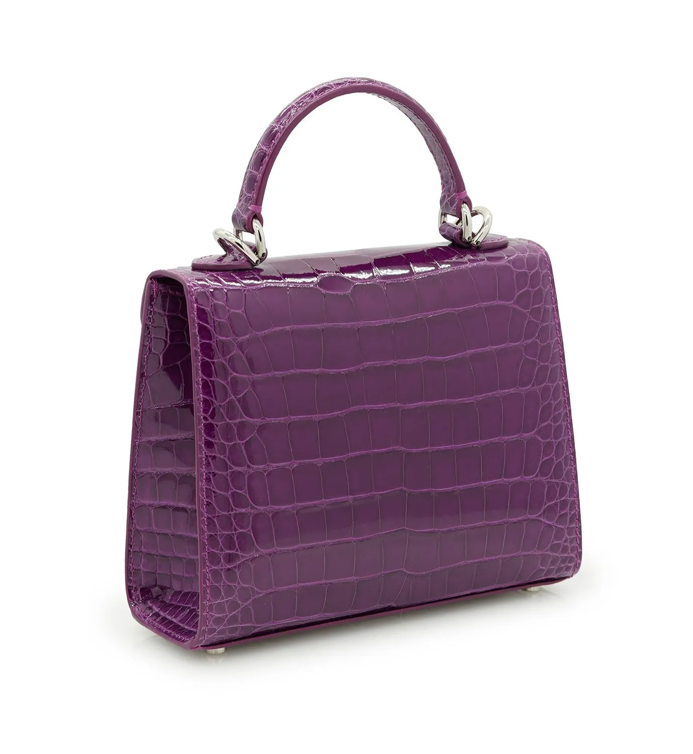 Cardinal Milano First Lady Small borsa viola pelle alligatore