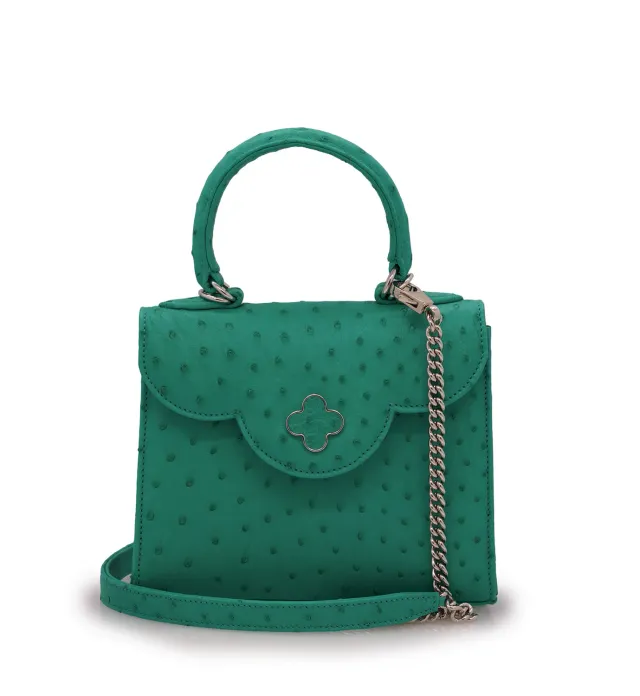 Cardinal Milano First Lady Small Emerald borsa struzzo smeraldo