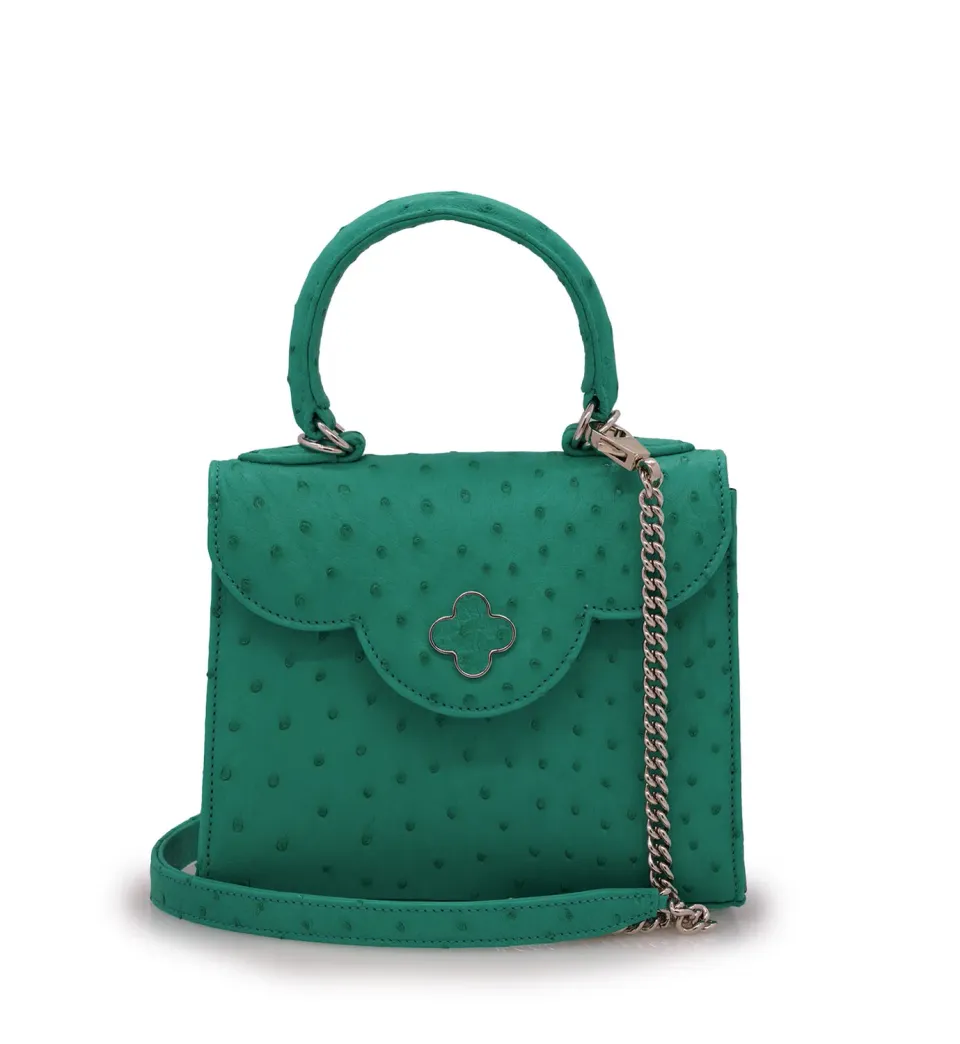 Cardinal Milano First Lady Small Emerald borsa struzzo smeraldo