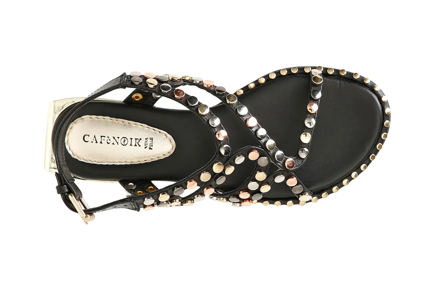 CafèNoir sandali pelle borchie multicolor bassi