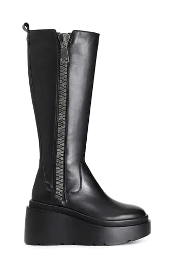 CafèNoir Stivale Donna Pelle Maxi Cerniera Plateau Nero