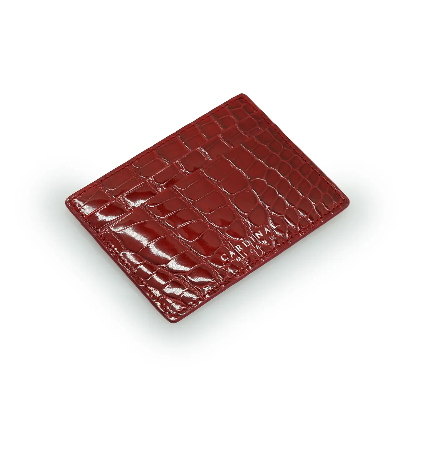 Cardinal Milano Red porta carte alligatore rosso argento