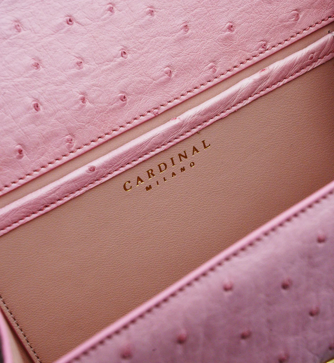 Cardinal Milano First Lady Pink Ostrich Borsa a Mano Rosa Struzzo