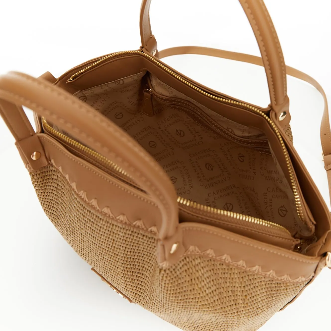 CafèNoir Pannello Frontale borsa a mano nocciola effetto rafia
