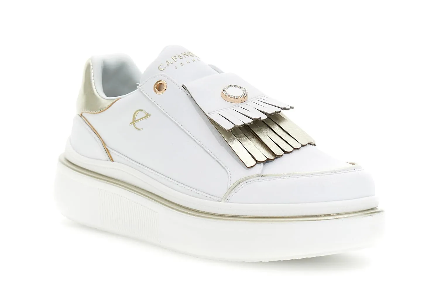 CafèNoir slip-on sneakers donna pelle bianco oro 35