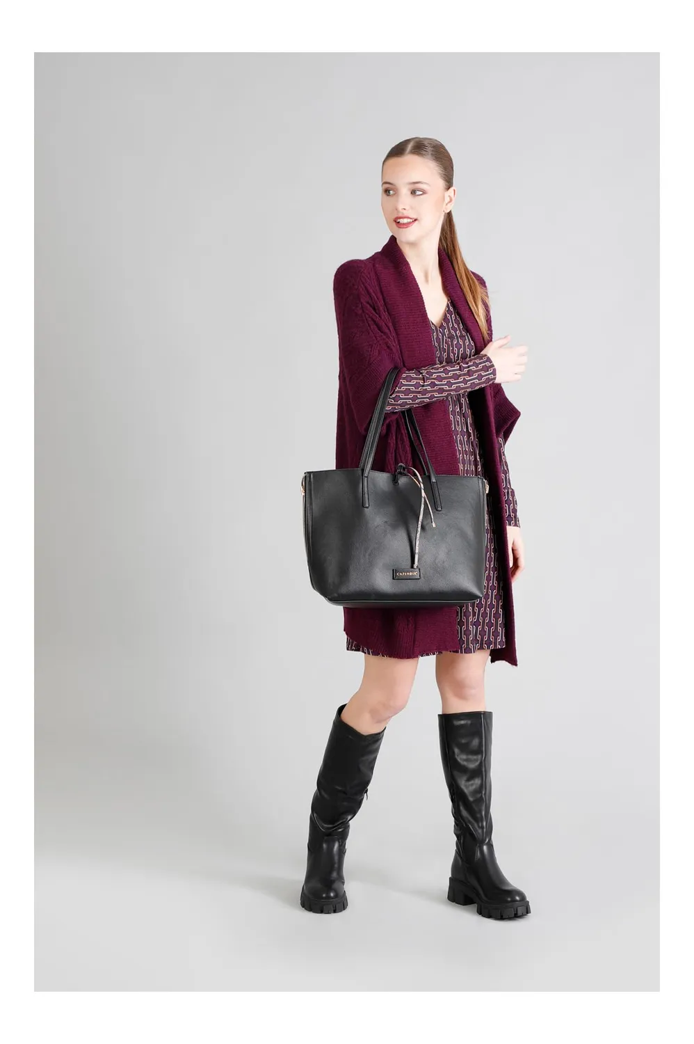 CafèNoir Borsa Reversibile Floreale a Mano Nera