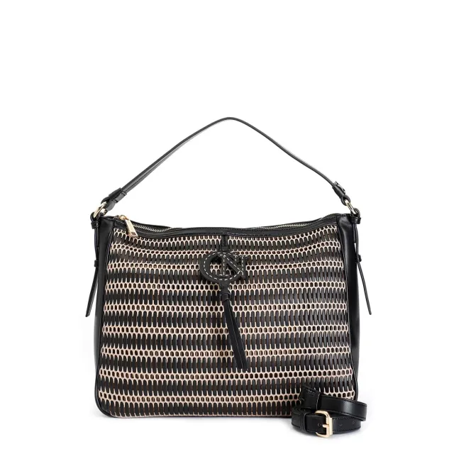 CafèNoir Shopping Rete Intrecciata Logo Nera con Zip