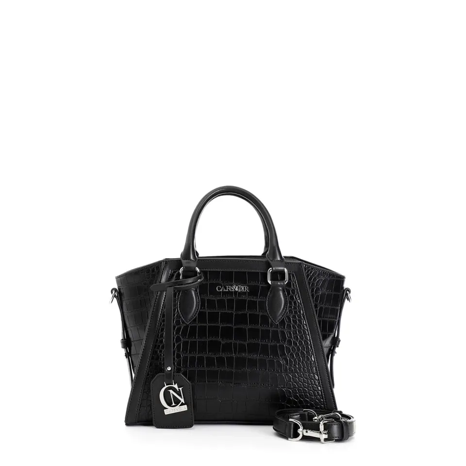 CafèNoir Piccola Tote Coccodrillo Nera Interno Maculato