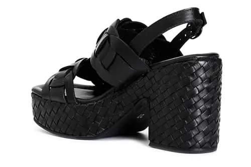 CafèNoir Doppia Fascia sandali donna pelle zeppa intreccio
