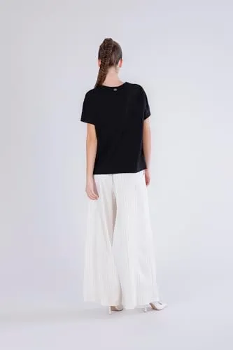CafèNoir T-Shirt Fiori maglietta donna nero cotone
