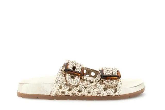 CafèNoir Ciabatta Pelle Intrecciata Donna Fibbie