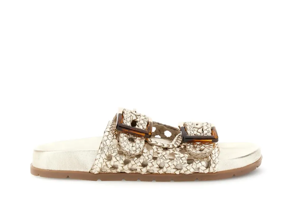 CafèNoir Ciabatta Pelle Intrecciata Donna Fibbie