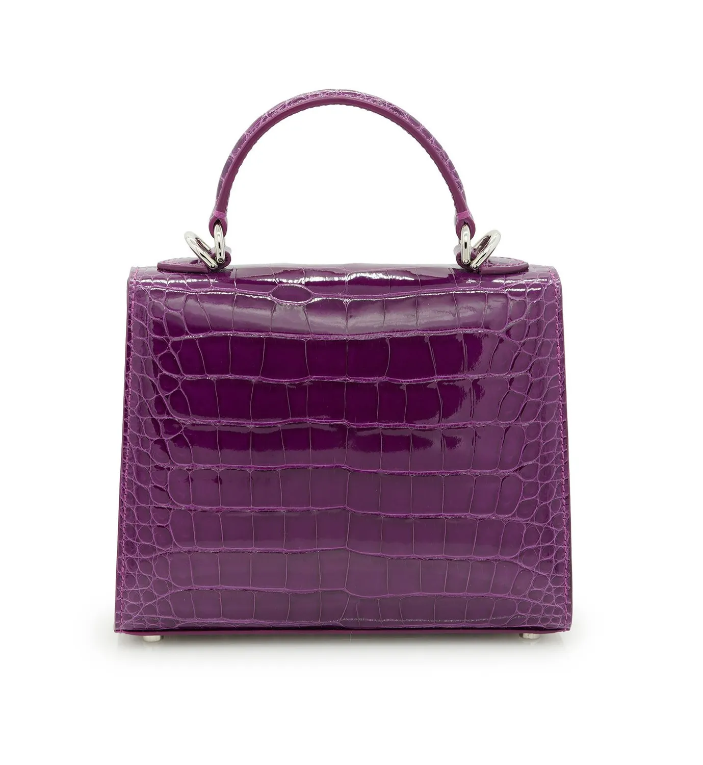 Cardinal Milano First Lady Small borsa viola pelle alligatore