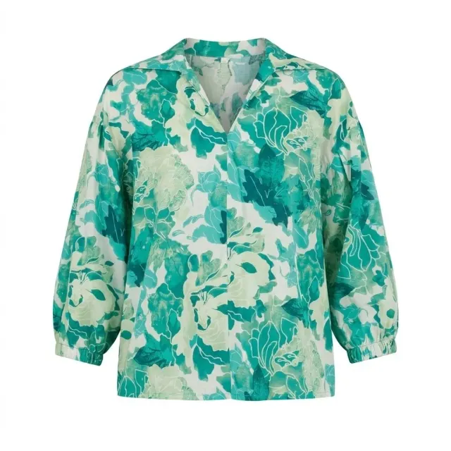 CafèNoir Blusa Mussola Cotone Fiore Verde M