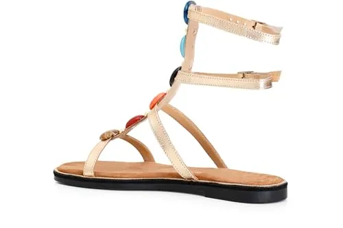 CafèNoir Sandali Pelle Due Fibbie Pietre Donna Oro