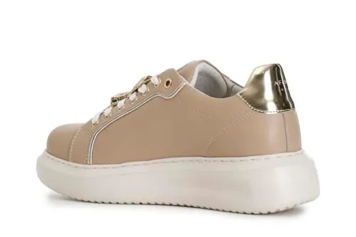 CafèNoir sneakers donna pelle bianco bordeaux gioiello