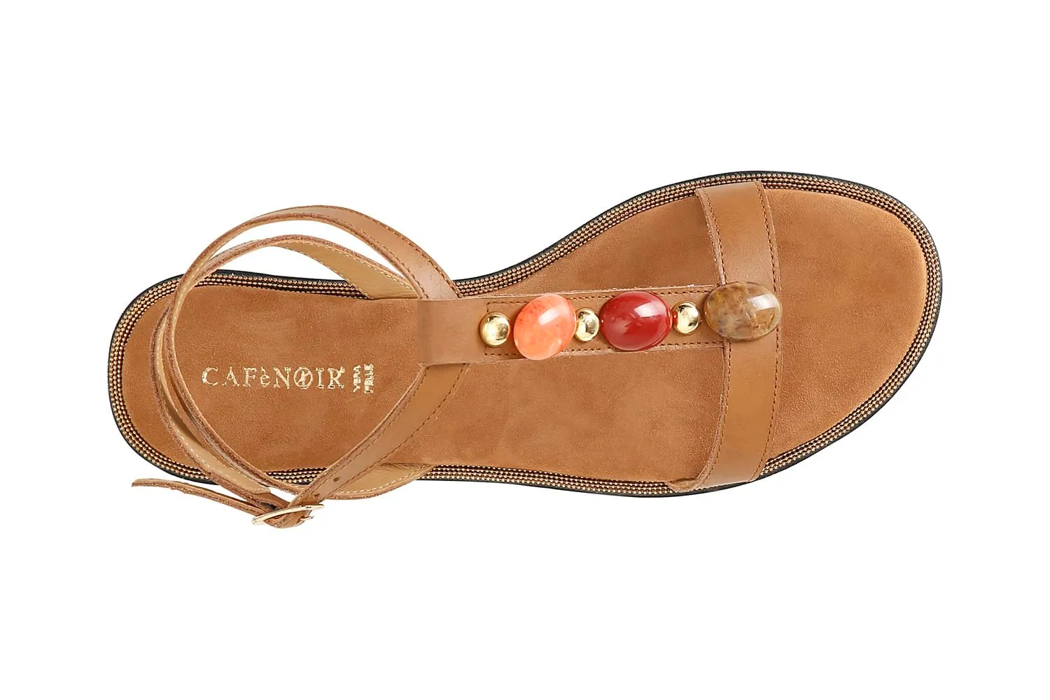 CafèNoir C1XM1015 Sandali a T in Pelle con Pietre